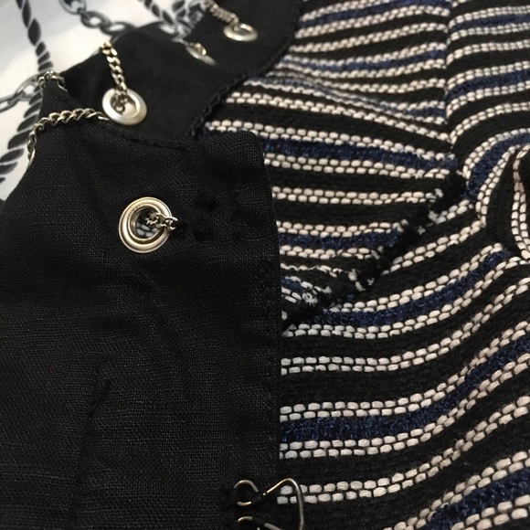 WHBM Black & Blue striped short sleeve jacket 4 - Picture 7 of 8